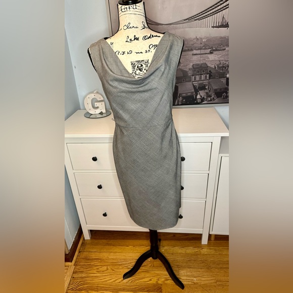 Sleeveless cowl scoop neck corporate style dress. Chic and flattering. - Picture 3 of 14